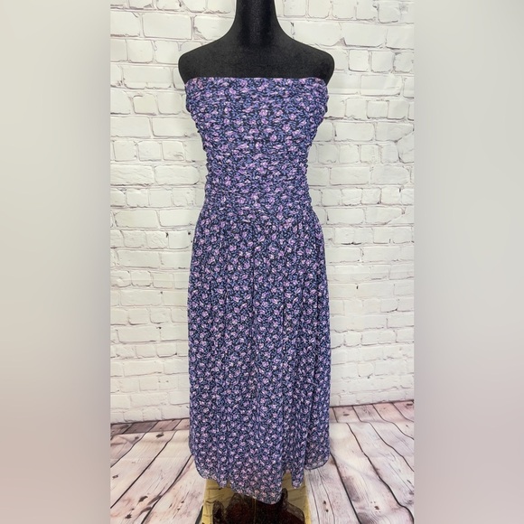 VINTAGE JANE SCHAFFHAUSEN BELLE FRANCE STRAPLESS MIDI COTTAGECORE EVENT DRESS 8 - Picture 8 of 10